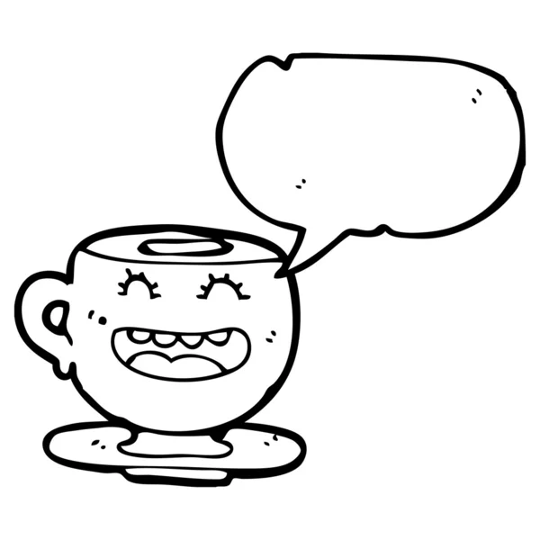 Tasse de thé heureuse avec bulle de pensée — Image vectorielle