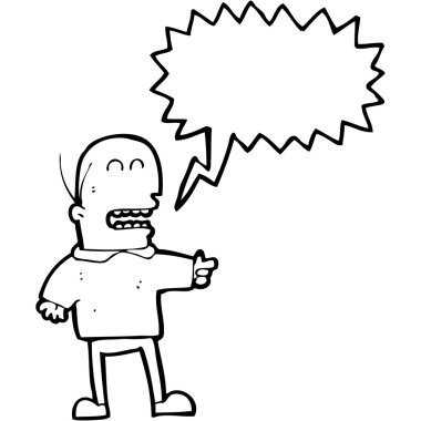 işaret ve gülerek kel adam