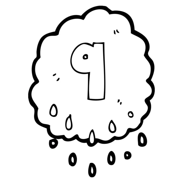 Number nine rain cloud — Stock Vector