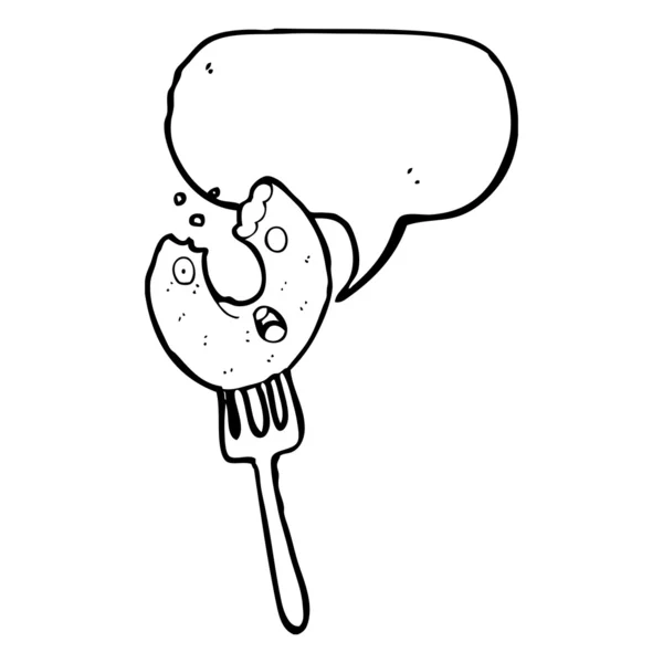 Doughnut character on fork — Stock Vector