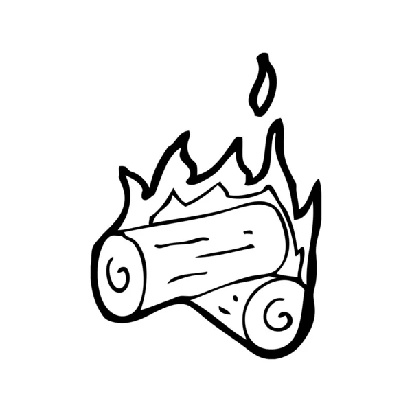 Vector Black and White Cartoon Illustration of Burning Fire with Wood Stock  Vector - Illustration of background, sign: 275267786