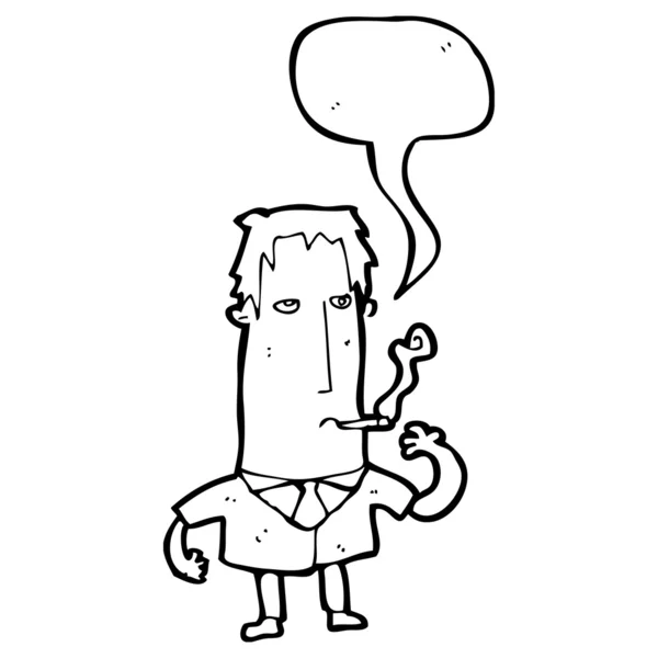 Homme en costume fumer cigarette — Image vectorielle