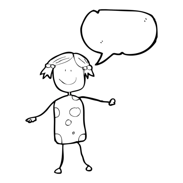 Doodle meisje met tekstballon — Stockvector