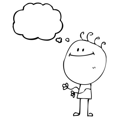 gülümseyen doodle adam