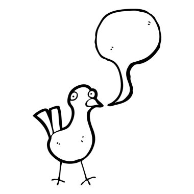 düşünce balonu ile küçük kuş