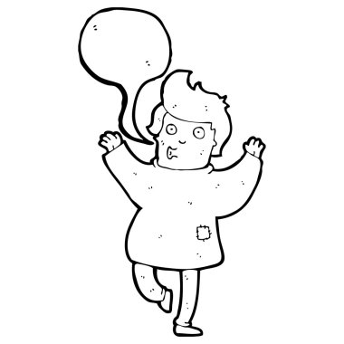 man in patched clothing