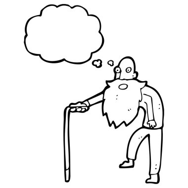 Bastonlu yaşlı adam.