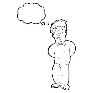 utangaç bir adam ile konuşma balonu