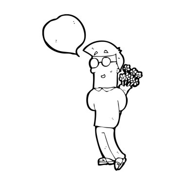 arkasından çiçekli adam