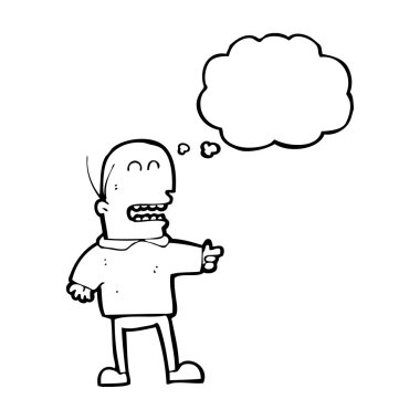 işaret ve gülerek kel adam