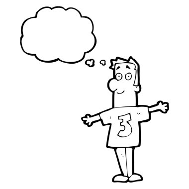 Üç numara ile gömlek giymiş adam