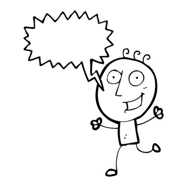 sırıtan doodle adam çalıştıran