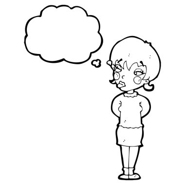 Düşünce baloncuklu kadın