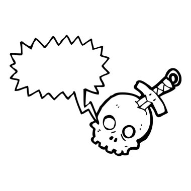 kafatası içinde hançer ile