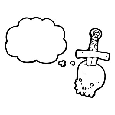 kafatası içinde hançer ile