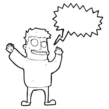 düşünce balonu ile dans eden adam