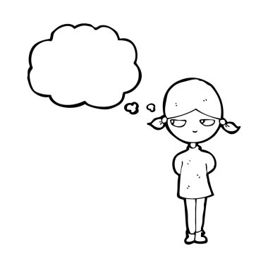 düşünce balonu ile kız