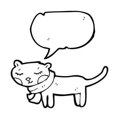 düşünce balonu ve eşarp ile kedi