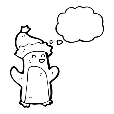 Penguen Noel şapka ile