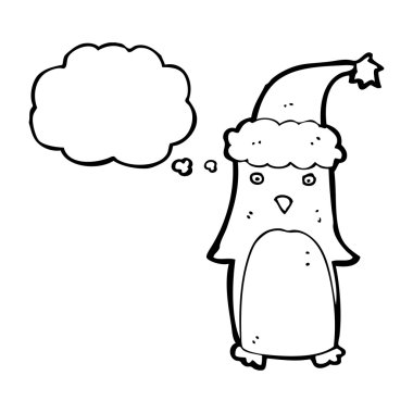Penguen Noel şapka ile