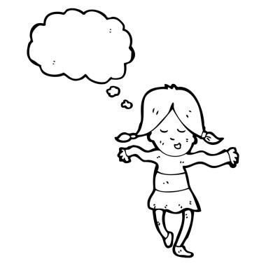 düşünce balonu ile dans eden kız,