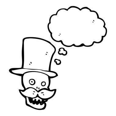 Silindir şapka ve bıyık ürkütücü kafatası