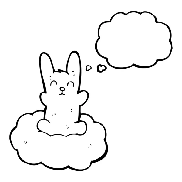 Conejo flotando en la nube — Vector de stock