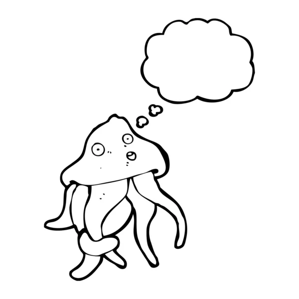 Ubur-ubur dengan gelembung pemikiran - Stok Vektor
