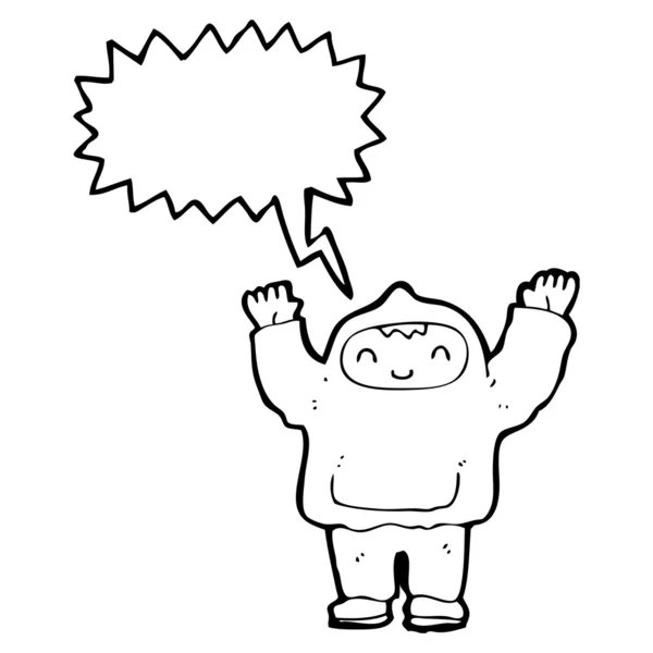 Homme avec bulle de parole en sweat à capuche — Image vectorielle