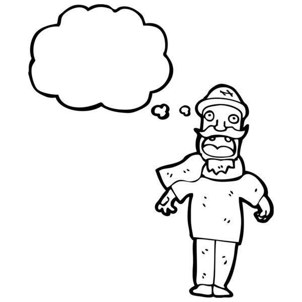 Hombre bigote con burbuja de pensamiento — Vector de stock
