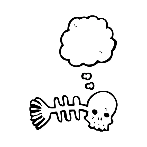Spooky kafatası balık kemikleri — Stok Vektör