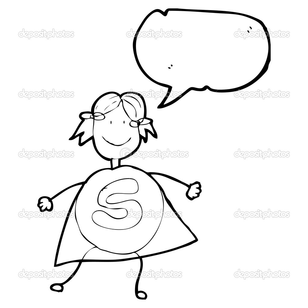 Vecteur fille de super héros de dessin animé sur fond blanc — Vecteur par lineartestpilot
