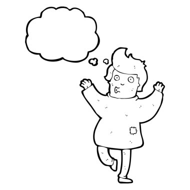 man in patched clothing