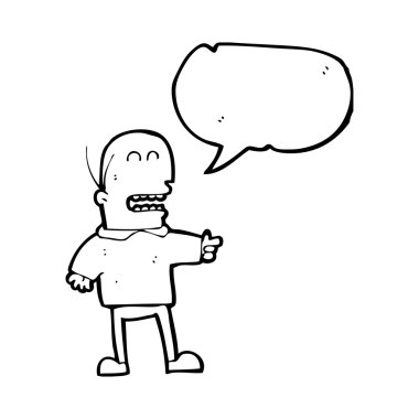 işaret ve gülerek kel adam