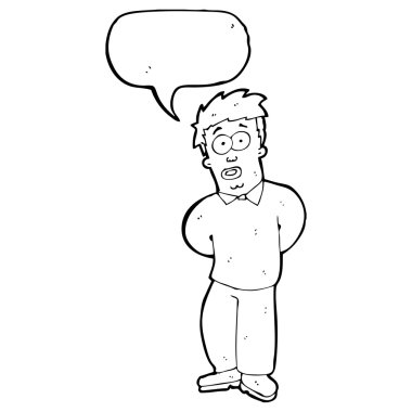 utangaç erkek ile düşünce balonu