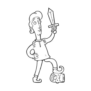 cartoon prince defeating monster clipart