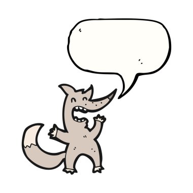 Beyaz bir arka plan üzerinde küçük kurt