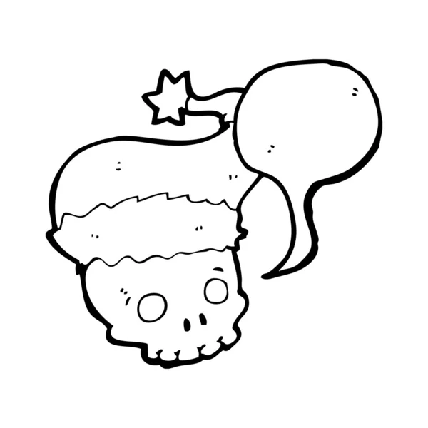 Skull in christmas hat — Stock Vector