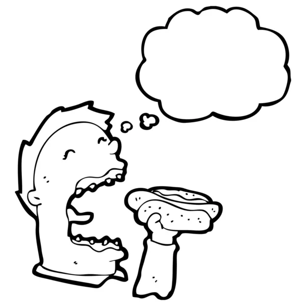 Uomo mangiare hotdog — Vettoriale Stock