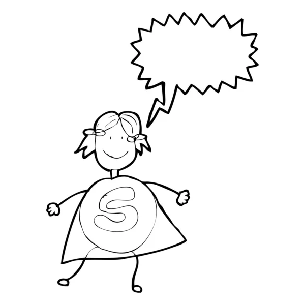Superhero doodle girl — Stock Vector