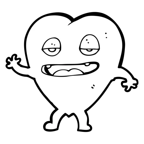Waving heart cartoon character — Stock Vector