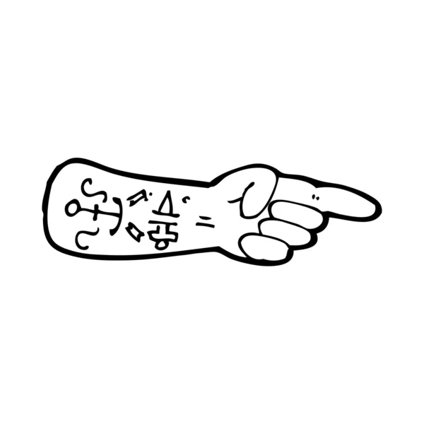 Tetovaný ruku ukazující — Stockový vektor