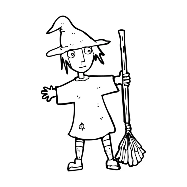 Witch with broom — Stock Vector