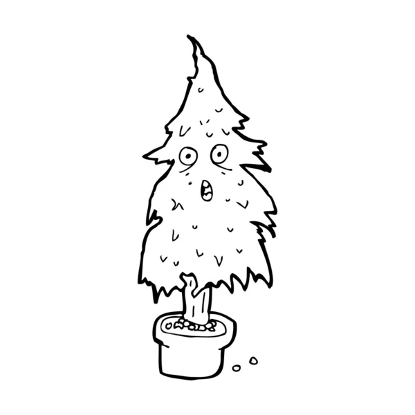 Dibujos animados árbol de Navidad desaliñado — Vector de stock