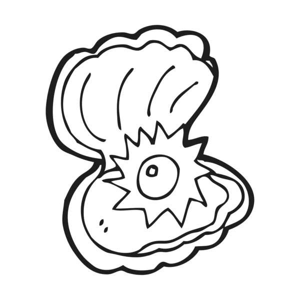 Coquille d'huître de dessin animé avec perle — Image vectorielle