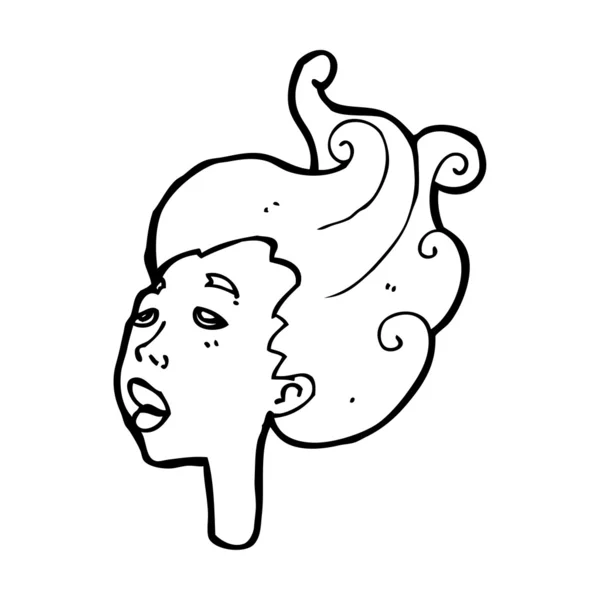 漫画吹いて髪の女性 — ストックベクタ