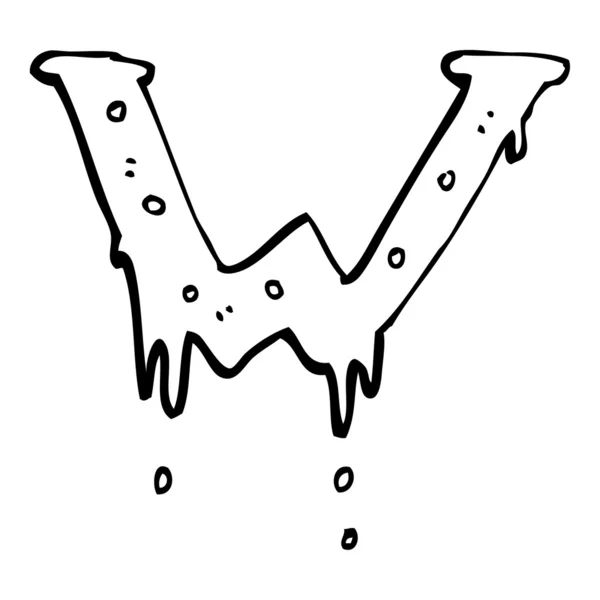 Kreslený písmeno w — Stockový vektor