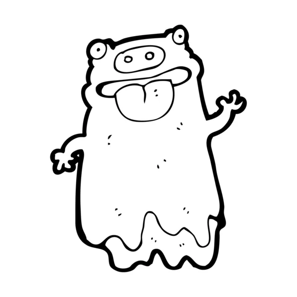 Cartoon waving funny ghost — Stock Vector