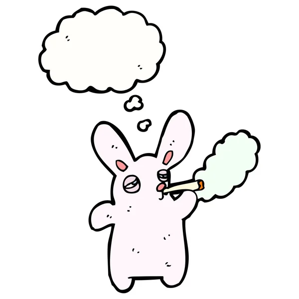 Pink rabbit smoking cigarette — Stock Vector