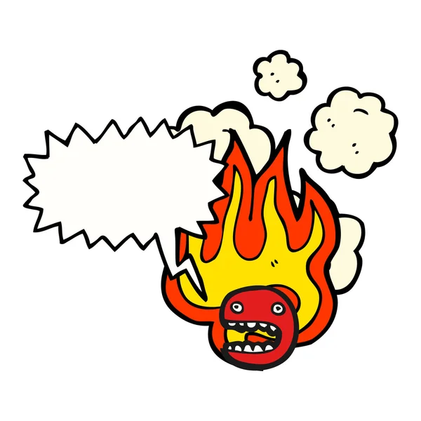 Flaming emoticon face cartoon — Stock Vector